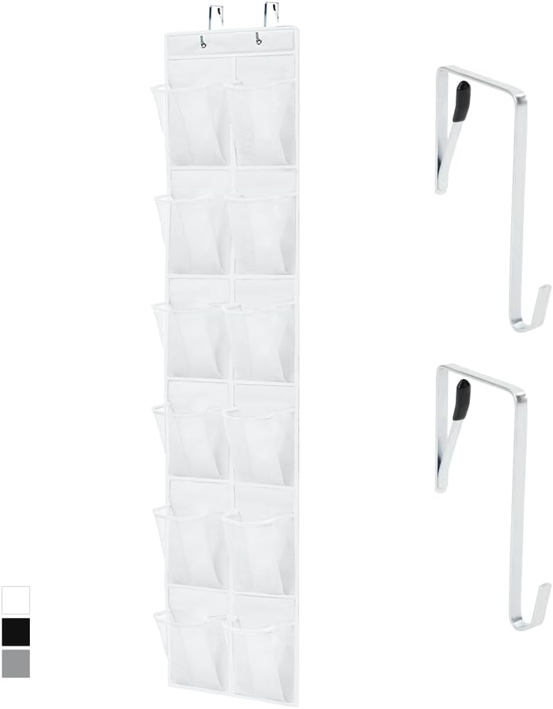 12 2 Closet Closets 64H 9.5W GORILLA GRIP Over the Door Shoe Organizer, Large Breathable Mesh Pockets, Space Saving