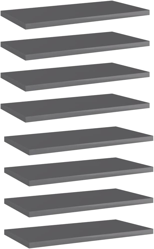 vidaXL Engineered Wood Bookshelf Boards - High Gloss Gray Replacements, Durable Storage Solutions for Modern Living