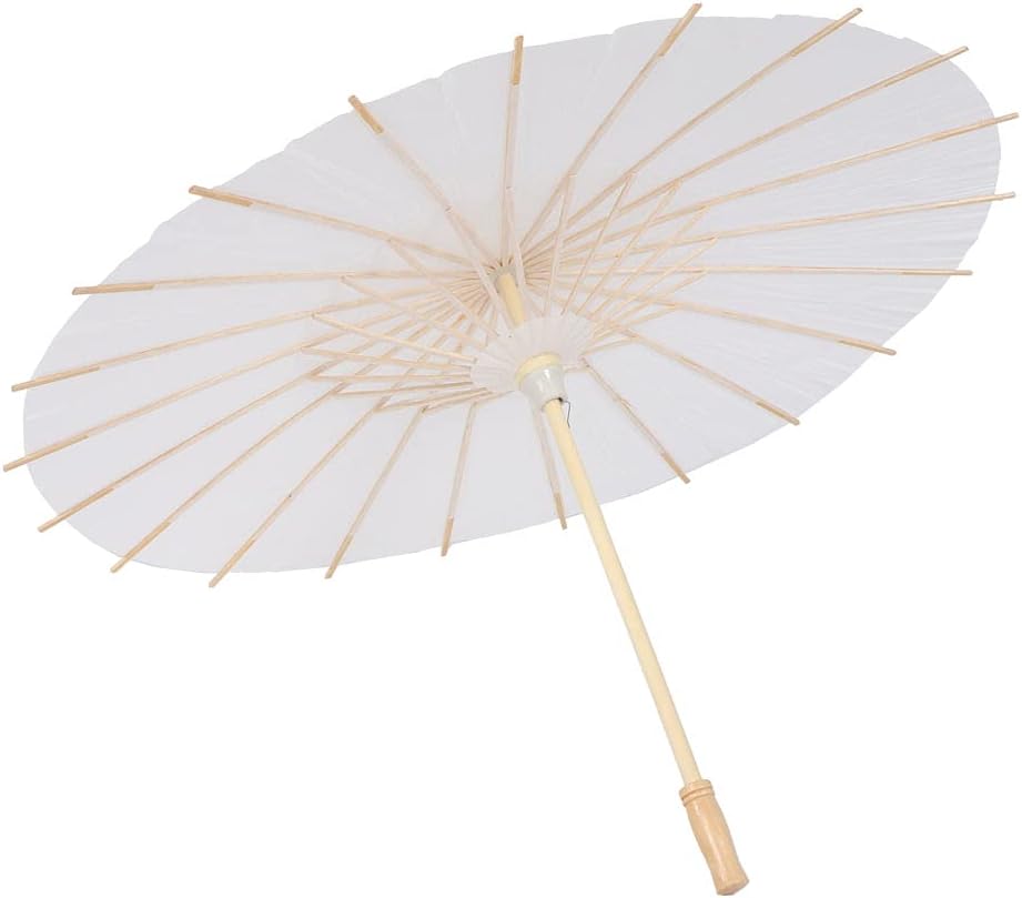 White Papier Umbrella Parasol, Handmade Classical Craft Umbrella, DIY Free to Draw