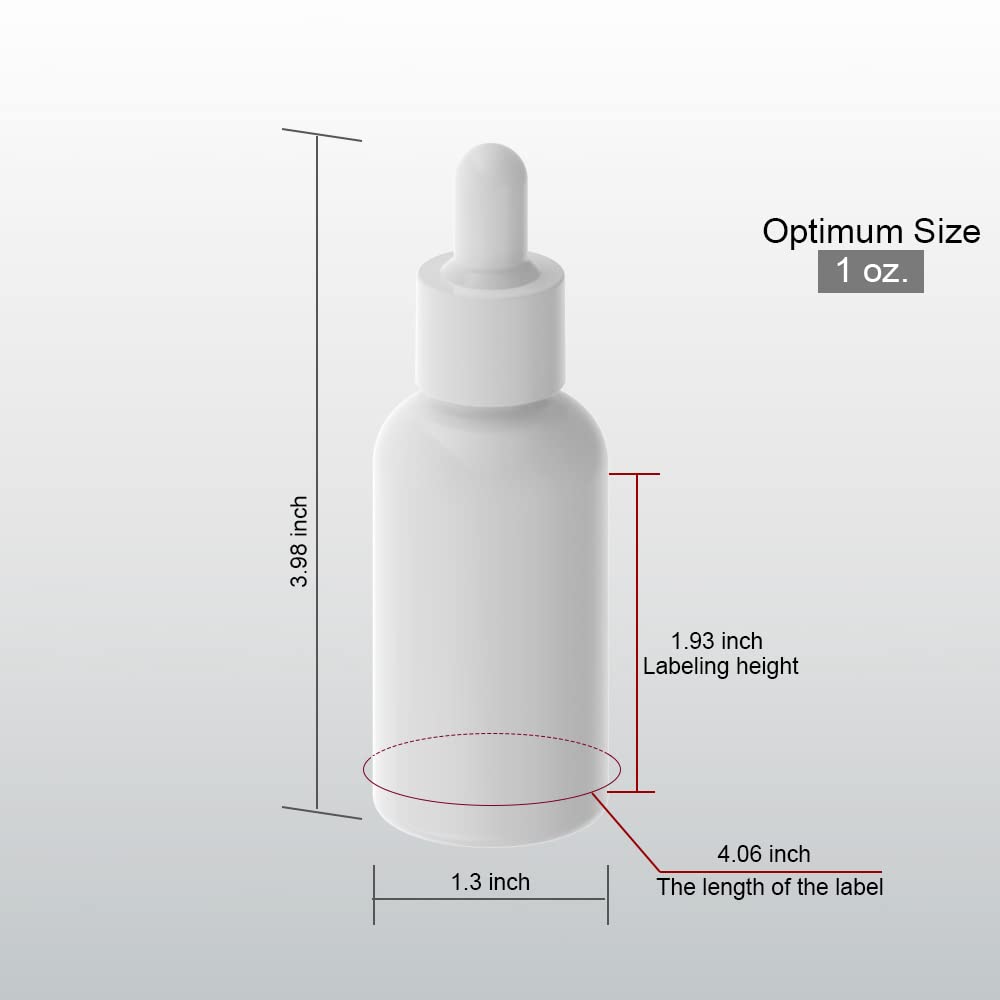seafulee 1oz White Coated Eye Glass Dropper Bottles (30ML) with White Cap and Pipettes, UV Safe Bottles for Essential Oils and Aromatherapy (Pack of 30)