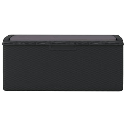 RCODSSK Rattan Look PP Storage Box with Seat Cushion, 92.5 gal Anthracite Patio Storage Chest for Cushions, Pillows, Blankets, and Toys, Gas-Lift Design, Lockable Outdoor for Garden