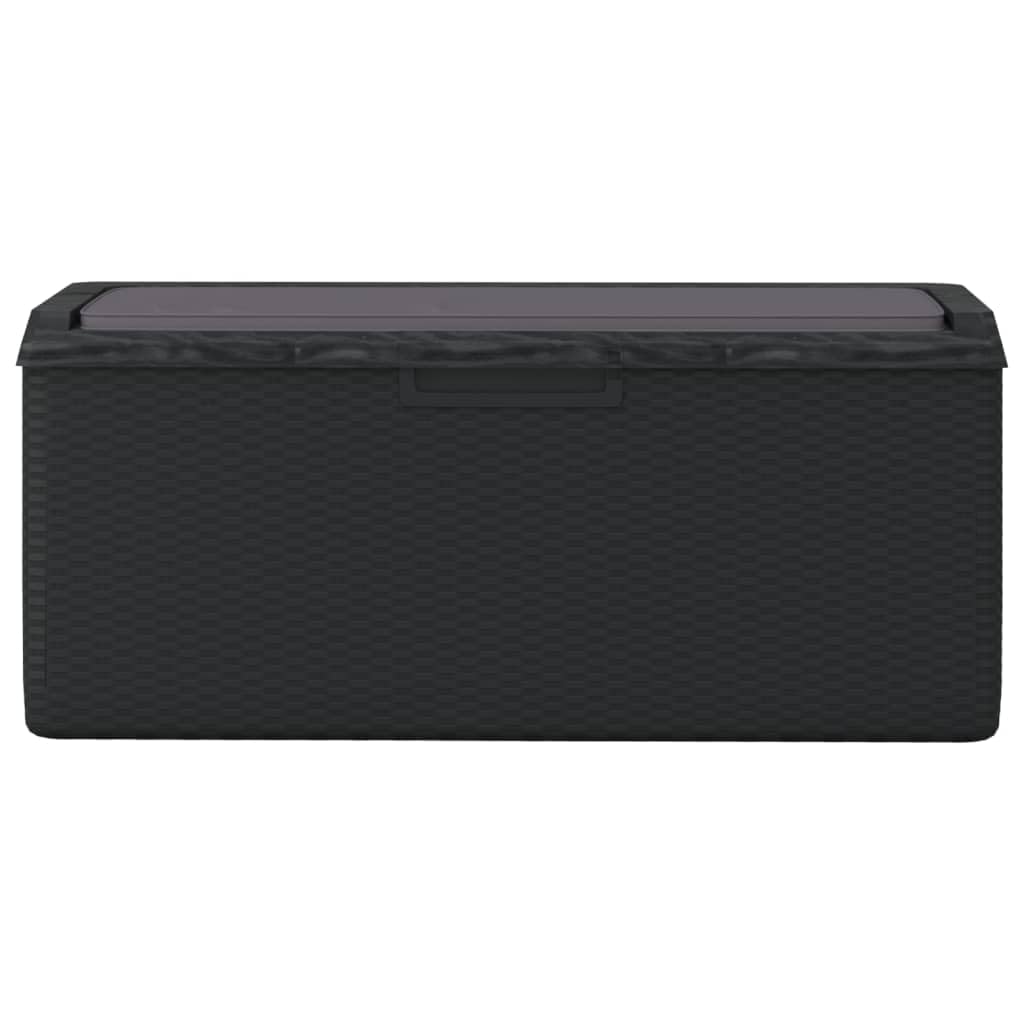 hliofuir Patio Storage Box, 92.5 Gallon Deck Box for Garden and Terrace, Synthetic Polypropylene Outdoor Container with Gas-Lift Lid, Anthracite, 48.8 x 48.8 x 23.2 in