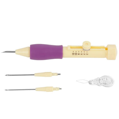 Punch Needle Embroidery Set Embroidery Needle Punch with 3 Sizes Needle Pen Kit Tool for DIY Craft for DIY Threaders Sewing Knitting for Mother(Yellow +)