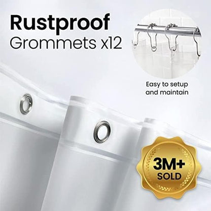 LiBa Waterproof Shower Curtain - Premium Non-Toxic PEVA with Rust-Proof Grommets | 72x72 Inches