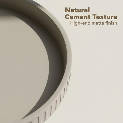 12in 100% Decorative Tray for Coffee Table Tray Decor, Gray Solid Concrete Decorative Round Tray for Kitchen, Living