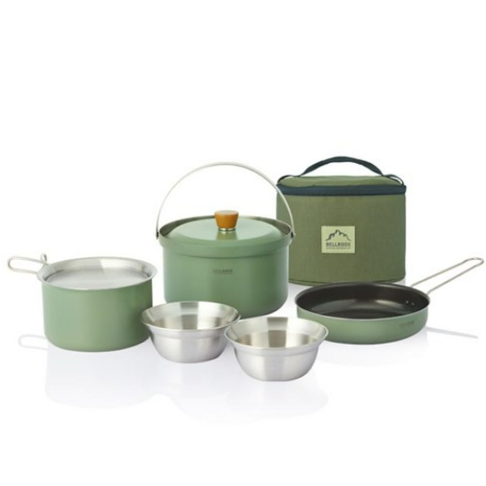 It likes Bellrock Premium Quality Stainless Steel Camping Cookware Set - 9 Piece Deluxe Family Cookset Green