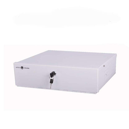 ARES VISION White DVR Lock Box 18" x 18" x 5" – Heavy Duty 16 Gauge Steel Security Enclosure with Fan, Lock & Key, Cable Knockouts – Secure NVR, Router, AV Equipment for Home & Commercial Use