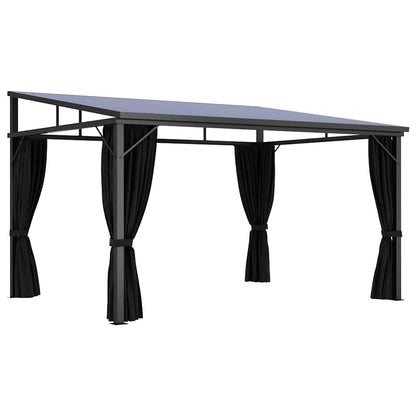 Outdoor Gazebo 13.3'x9.6' Hardtop Canopy Pavilion with 4 Curtains for Patio Garden Backyard Events Anthracite