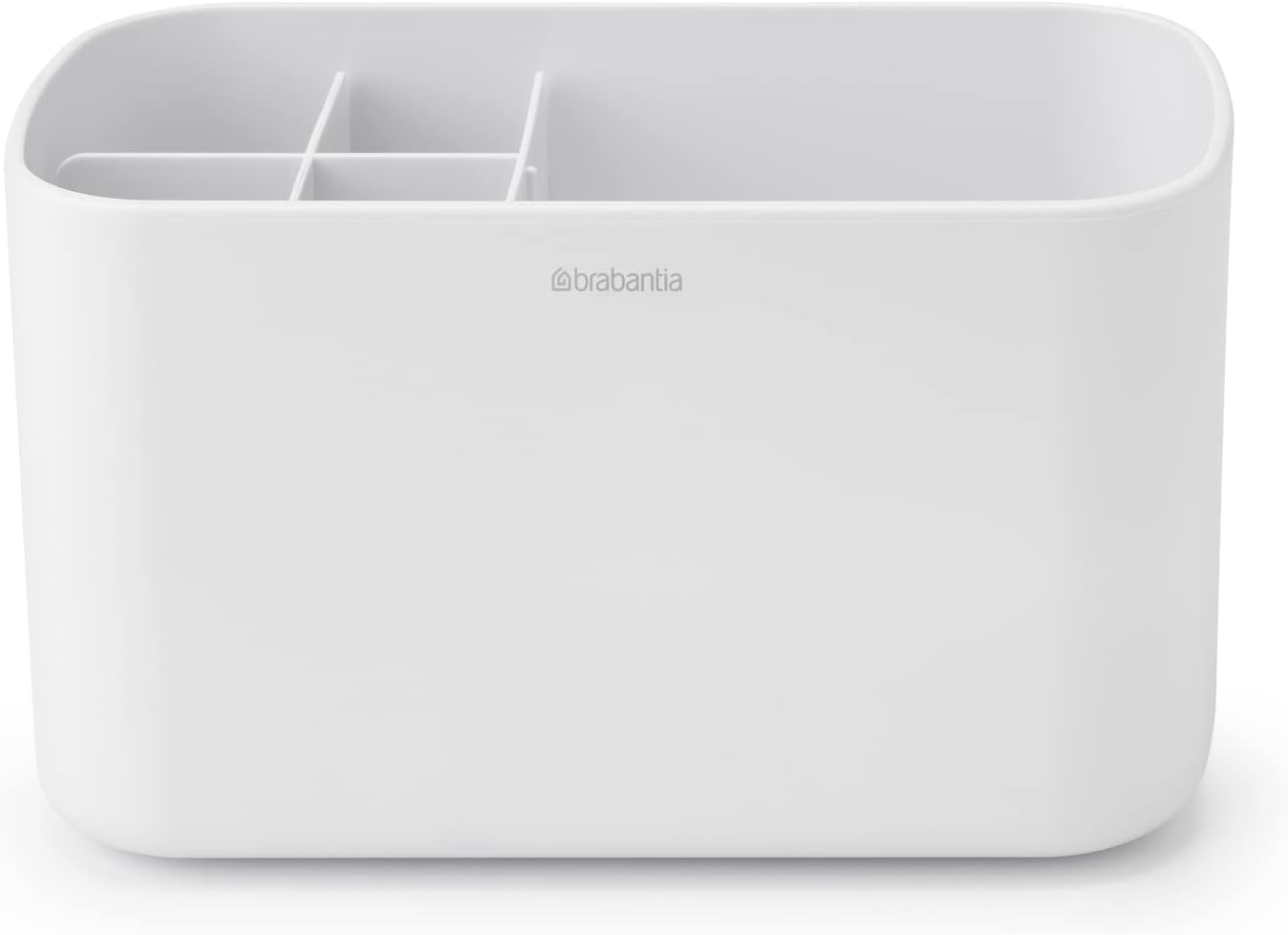Brabantia Renew Bathroom Caddy (White), Compartments for Toothbrushes, Soap, Nonslip Base with Drainage Holes