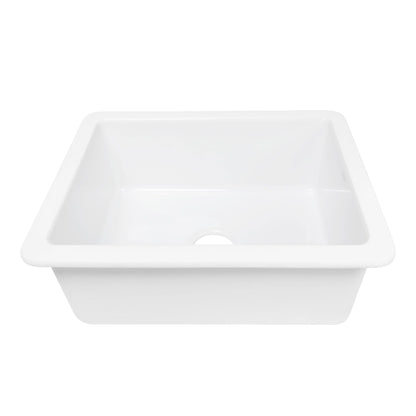 Sinkology Eden 23 Inch Undermount Fireclay Kitchen Sink White Single Bowl – Deep Basin, Fits 26 Inch Cabinet