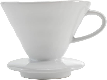 Restaurantware Restpresso 17 Ounce Coffee Dripper | 1 Reusable Coffee Cone with Drip Hole, White Ceramic Pour Over