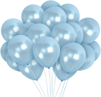 12 Inch 36 Treasures Gifted Metallic Light Blue Balloons - Baby Blue Balloons, Pastel Blue Balloons - Pastel Latex