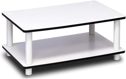 2-Tier Furinno JUST Coffee Table, Modern Coffee Table with Open Shelf, Toolless Assembly Side Table, for Living Room