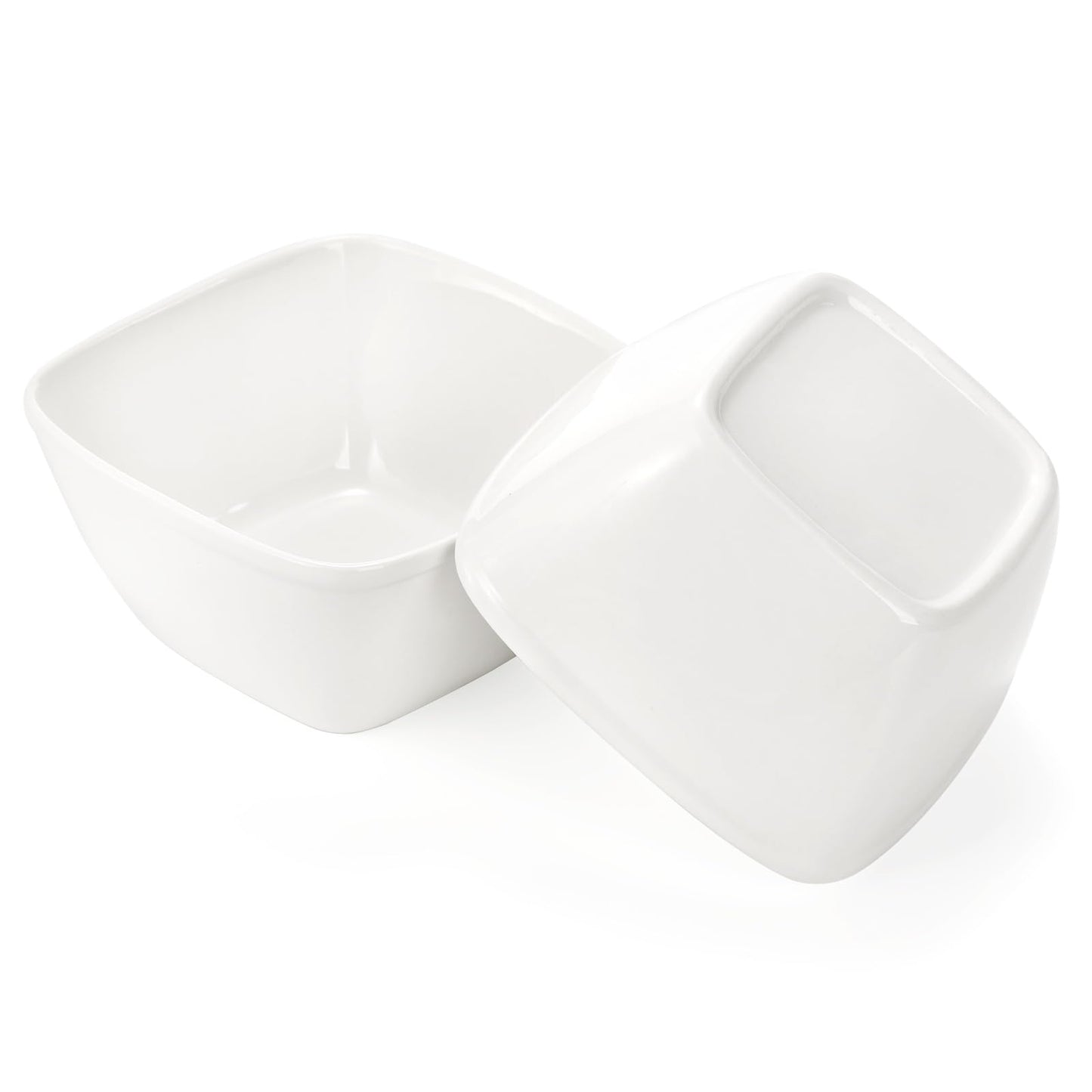 ZENFUN 10 oz Square Bowl Chip & Dip Serving Set, Pocelain Ramekin Bowls with Metal Rack Stand, White Small Serving Dishes, Condiment Serving Tray for Entertaining, Party, Buffets, Christmas