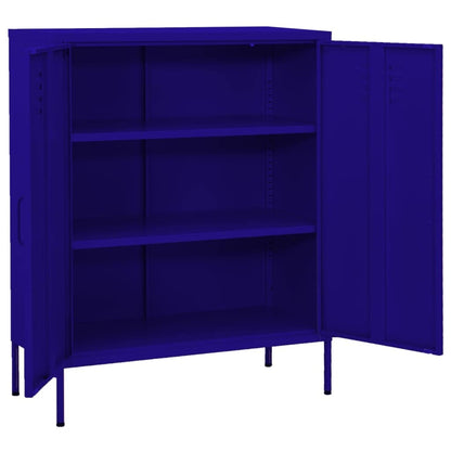 mtlskopl Navy Blue Steel Storage Cabinet with Height-Adjustable Shelves & Lockable Doors 13.8 x 31.5 x 40 in Powder-Coated Finish Modern Organizer for Living Room Home Office Garage