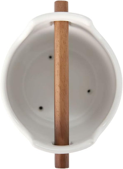 Kitchen Utensil Holder for Flatware, Silverware, Cutlery, Wood and Ceramic Countertop Caddy