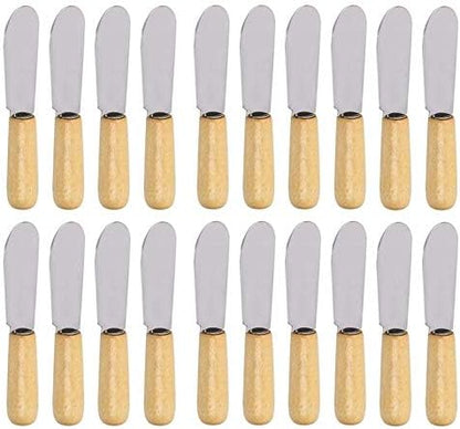 20-Pack Stainless Steel Butter Spreader Knives Set, 4-inch Wood Handle for Sandwich Cream Cheese