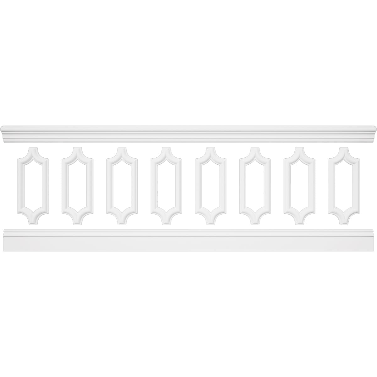 WPKUSC041P032 94 1/2"L (Adjustable 32"H to 36"H) Ashford Scalloped Panel Traditional Wainscot Paneling Kit