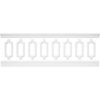 WPKUSC041P032 94 1/2"L (Adjustable 32"H to 36"H) Ashford Scalloped Panel Traditional Wainscot Paneling Kit