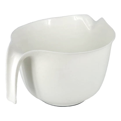 Glad Mixing Bowl with Handle – 3 Quart | Heavy Duty Plastic with Pour Spout and Non-Slip Base | Dishwasher Safe Kitchen Supplies for Cooking and Baking, White