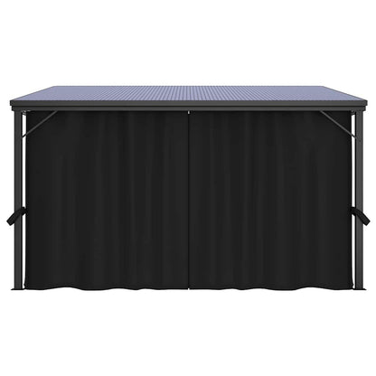 Outdoor Gazebo 13.3'x9.6' Hardtop Canopy Pavilion with 4 Curtains for Patio Garden Backyard Events Anthracite