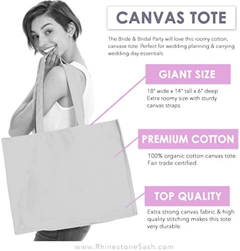Giant Canvas Bride Tote Bag, 18" x 14", Diamond Motif Rhinestone Totes