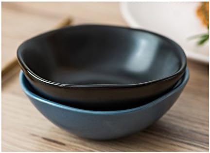 Classic Matte Ceramic Sauce Dishes, Sushi Dipping Bowls, Appetizer Plates with Irregular Edge, Set of 4