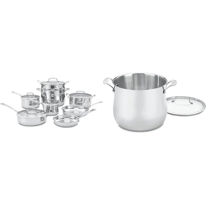 Cuisinart Contour Stainless 13-Piece Cookware Set with 12-Quart Stockpot Bundle