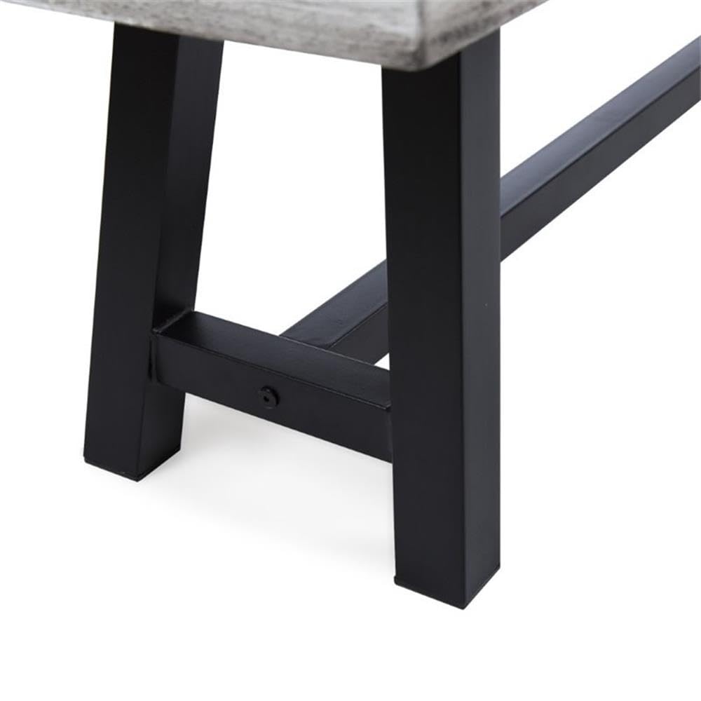 GDFStudio Cassie Outdoor Modern Industrial 3 Piece Acacia Wood Picnic Dining Set with Benches, Sandblasted Light Gray and Black Rustic Metal