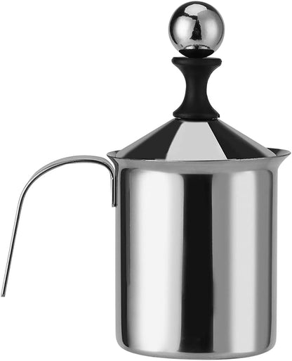 Foam Maker, Stainless Steel Manual Milk Frother, 800ML, Manual Operated Milk Foam Maker for Cappuccino Coffee Latte
