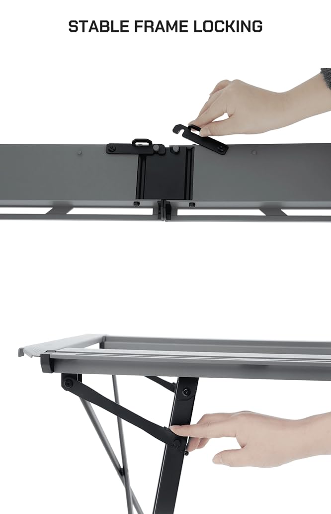 BUENOFE IGT Foldable Camping Table 2025 ver. – Portable Outdoor Table with Steel Frame – Easy Setup and Space-Saving Design (Black)