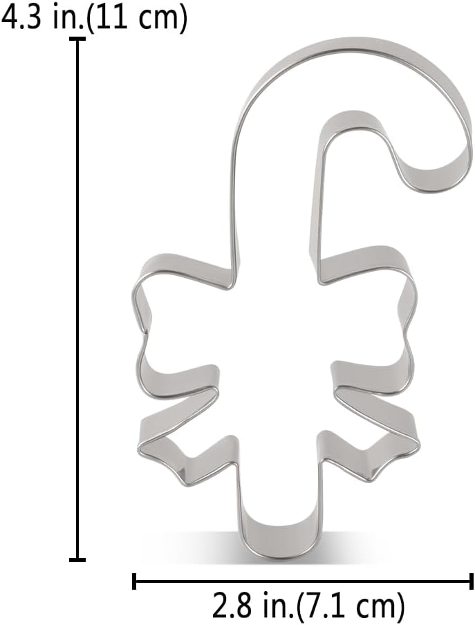 LILIAO Christmas Candy Cane with Bow/Ribbon Cookie Cutter, 2.8 x 4.3 inches, Stainless Steel