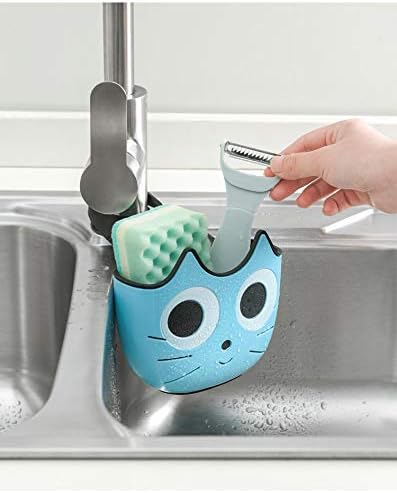 QTMY 2 PACK Cat Sponge Holder Basket with Buckle, Sink Faucet Caddy for Kitchen Bathroom