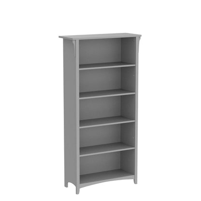 Bush Home Salinas Tall 5 Shelf Bookcase - Set of 2 in Cape Cod Gray, Vertical Office Storage, Bookshelves for Home Workspace, Multi-Purpose Shelving Units