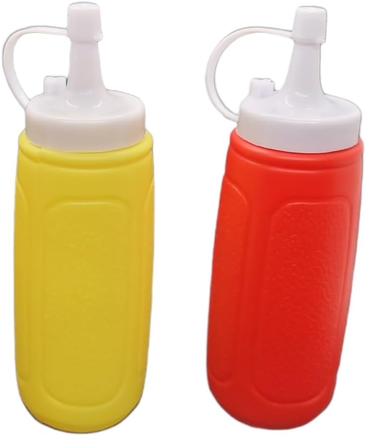 2 8 oz. (1 set (2 Handy Housewares pc Squeezable Picnic Condiment Squeeze Dispenser Storage Bottles - Great for Ketchup