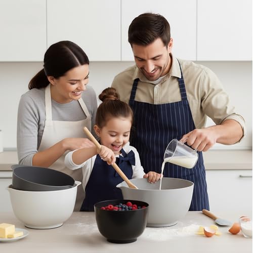 BoxedHome Classic Mixing Bowl Set, BPA Free Plastic, Microwave and Dishwasher Safe (Set of 4, Grey),3.5 quarts