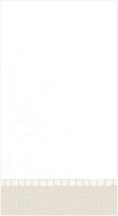 12 Package Caspari Linen Border Paper Linen Guest Towel Napkins in Natural, Per