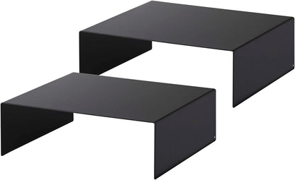 Yamazaki Home Cabinet Bottom Shelf Storage Organizer, Set of 2 Dish Riser for Under Sink or Kitchen Pantry