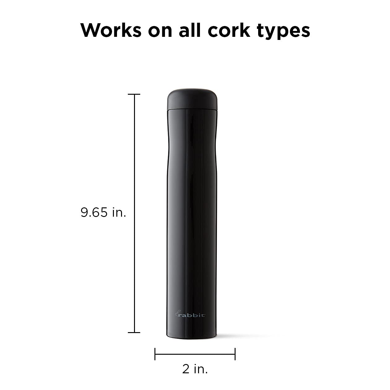 Rabbit Automatic Electric Corkscrew Wine Opener, Cordless Rechargeable, One-Touch Operation, Sleek Shiny Black Finish, Easy to Use for Wine Lovers