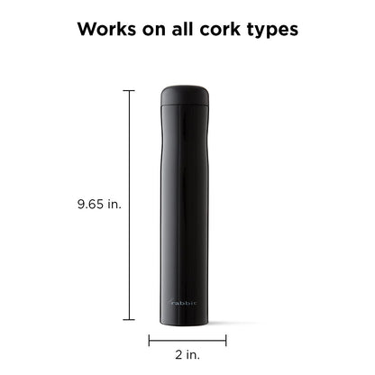 Rabbit Automatic Electric Corkscrew Wine Opener, Cordless Rechargeable, One-Touch Operation, Sleek Shiny Black Finish, Easy to Use for Wine Lovers