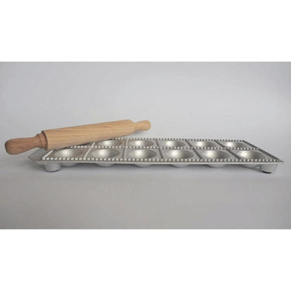 12-Hole Aluminum Round Ravioli Maker with Rolling Pin