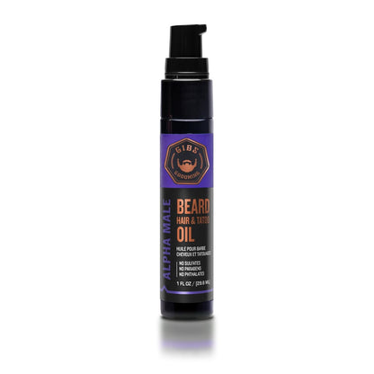 GIBS Beard, Hair & Tattoo Oil - Softens & Strengthens Beard Growth, Moisturizes Skin (4 Scents, 2 Sizes)