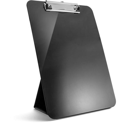 Officemate Recycled Plastic Free Standing Clipboard with Easel Back, Lightweight Portable Writing Foldable Clip Board for School, Office, Home, Restaurant, Black (83039)