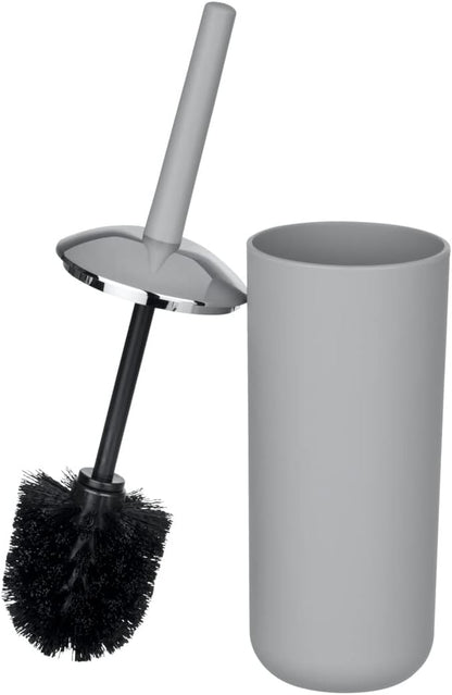 Brasil Toilet Brush with Holder - Plastic Toilet Bowl Cleaner Brush, Grey, Dimensions 3.9 x 3.9 x 14.6 in