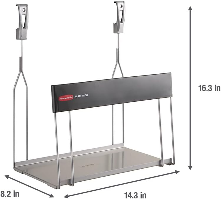 Rubbermaid Garage FastTrack Wall Mounted Recycling Holder, Recycled Cardboard System Holds up to 20 Pounds, Satin Nickel