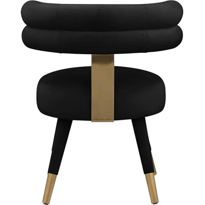 Meridian Furniture 747Black-C Fitzroy Collection Velvet Upholstered Dining Chair with Deep Channel Tufted Back, Set of 2, Black, 24.5" W x 22" D x 32.5" H