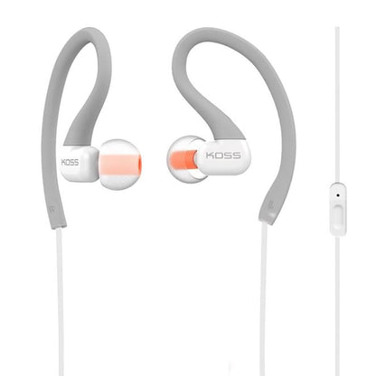 Koss KSC32iGry In-Ear Sport Clip Headphones, In-Line Microphone, Sweat Resistant, Lightweight, Grey