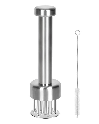 Brigii Meat Tenderizer Tool, 304 Stainless Steel, with 21 Needles & Retractable Safety Guard, for Tenderizing Beef, Turkey, Chicken, Steak, Dishwasher Safe