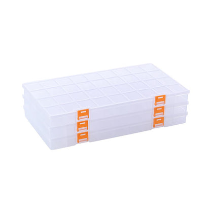 BangQiao 3 Pack 36 Grids Clear Plastic Storage Box with Dividers, Transparent Organizer Container Case for Small Parts, Bead, Button, Jewelry, Diamond, Craft Supplies,Sewing Kit, DIY Accessories