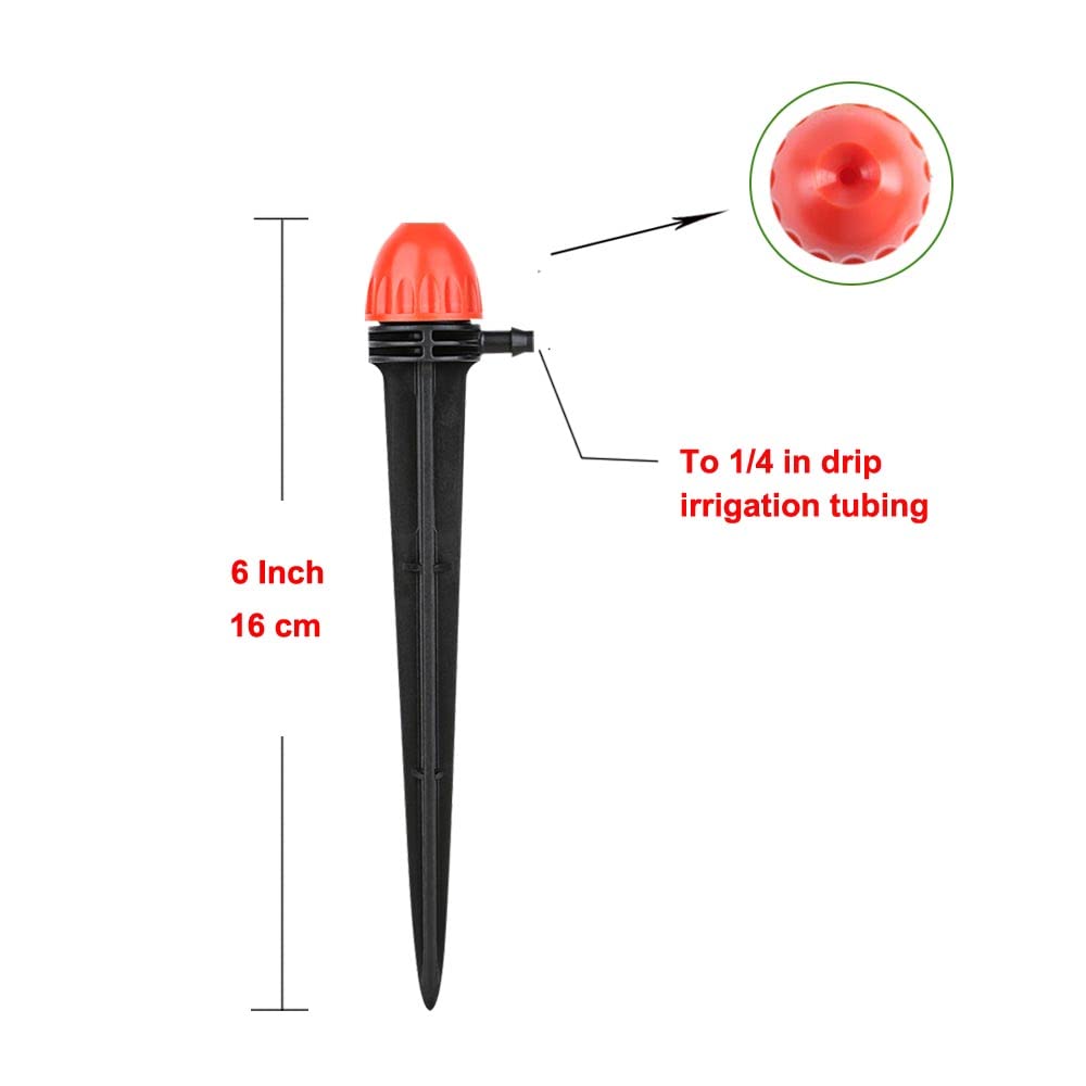 Yulaiyoen 1/4" Drip Irrigation Emitters, 30 Pack Automatic Spray Emitters, 360 Degree Drip Irrigation Parts